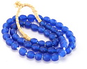African Recycled Glass Pacific Blue Tumbled Round 9-11mm