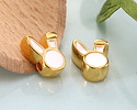 24K Gold (plated) White Enamel Cute Bunny Head Bead 9x12mm