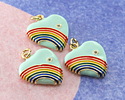 Sweet Mint Enamel w/ Rainbow & Gold Finish Heart Pendant 18x20mm