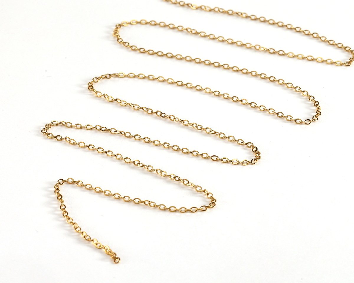 Waterproof 18K Gold PVD Plated Stainless Steel Delicate Cable Chain, 2.25x1.75mm links, 25ft Spool