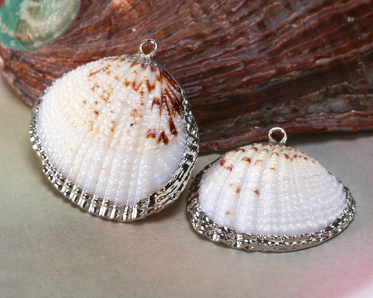 Arca Shell Pendant w/ Silver Finish 34x32-34mm