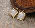 Blue Rose Quartz w/ Gold Finish Faceted Square Focal 10x13mm