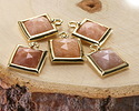 Peach Moonstone w/ Gold Finish Faceted Square Focal 10x13mm