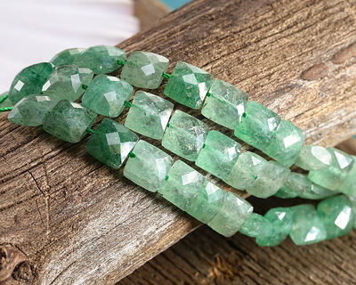 Green Strawberry Quartz (A) Microfaceted Square 8mm