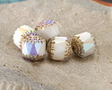Czech Glass White AB w/ Gold and Silver Finishes Lantern 10mm