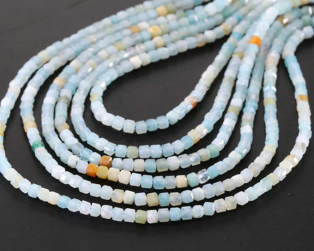 Black Gold Amazonite Faceted Cube 2-2.2mm