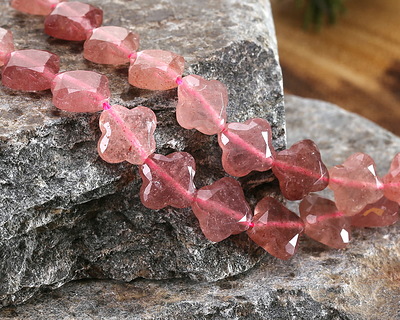 Strawberry Quartz Faceted Quatrefoil 13mm