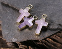 Dogtooth Amethyst Faceted Cross Focal w/ Gold Finish 10x15mm