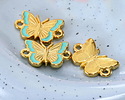 24K Gold (plated) Turquoise Enamel Butterfly Focal Link 16x11mm