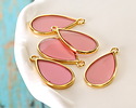 24K Gold (Plated) Transparent Rose Resin Drop Focal 13x23mm