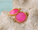 24K Gold (Plated) Transparent Paradise Pink Resin Round Focal Link 12x17mm