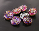 Czech Glass Electric Purple w/ Silver Dragonfly Button 18mm