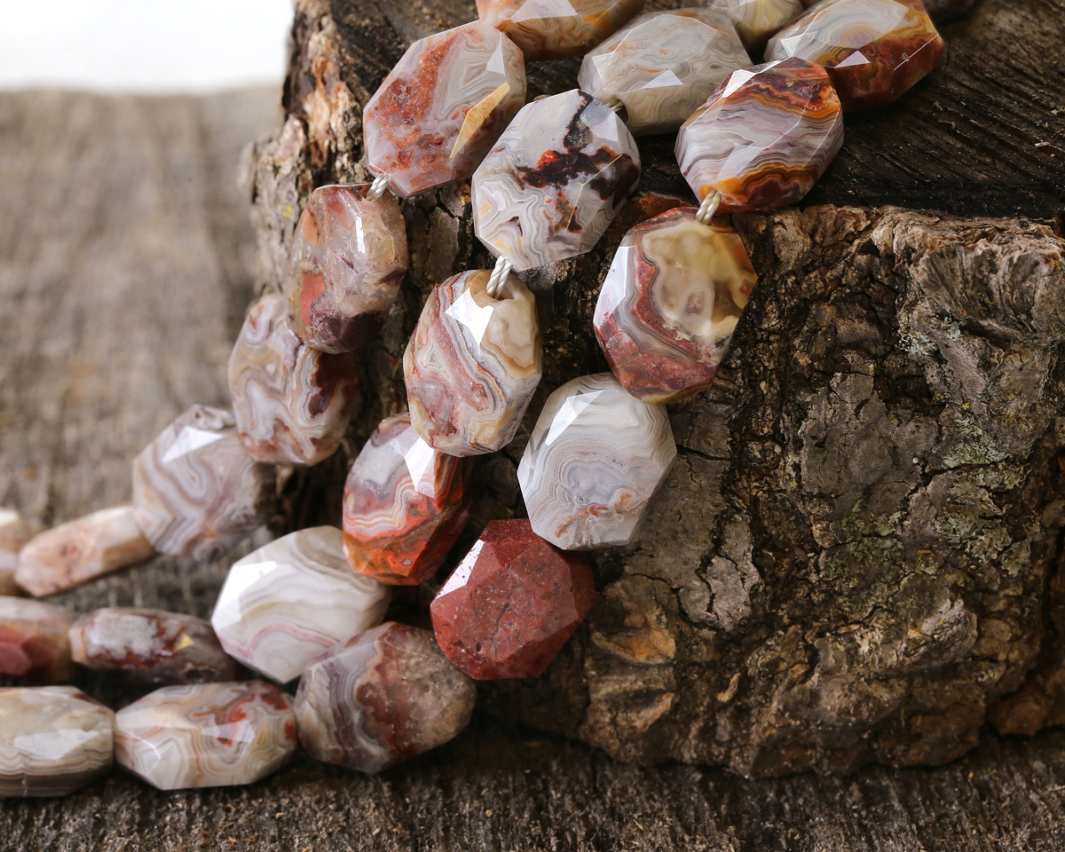 Laguna Lace Agate Microfaceted Slab 16x12mm