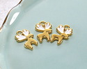 24K Gold (plated) White Enamel Reindeer Pendant 10x16mm