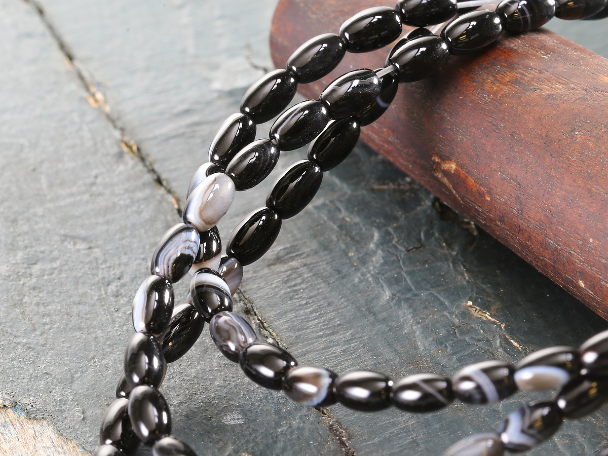 Black Sardonyx Rice 6x4mm