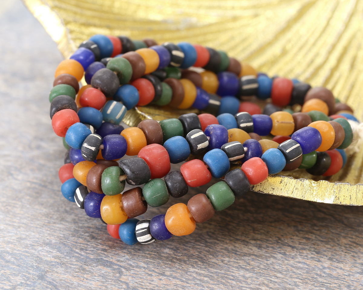 Java Glass Stripes & Solids Multi Color Mix Gooseberry Beads 2.5-6x5-6.5mm