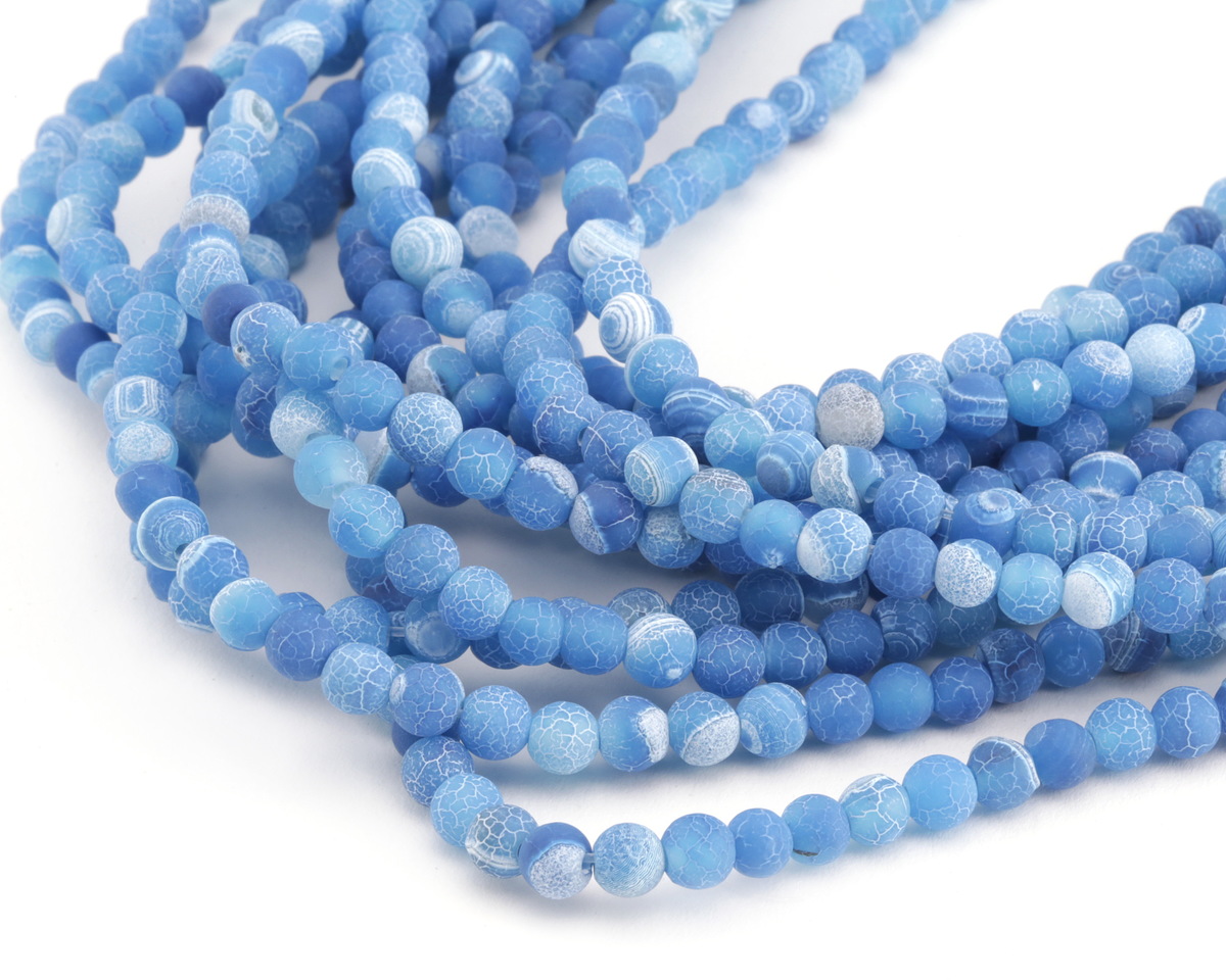 Aqua Blue Fire Agate (matte) Round 6mm