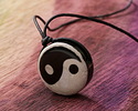 Tibetan (Dzi) Agate Black Yin-Yang Focal 30mm