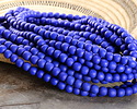 African Recycled Glass Opaque Cobalt Tumbled Round 13mm