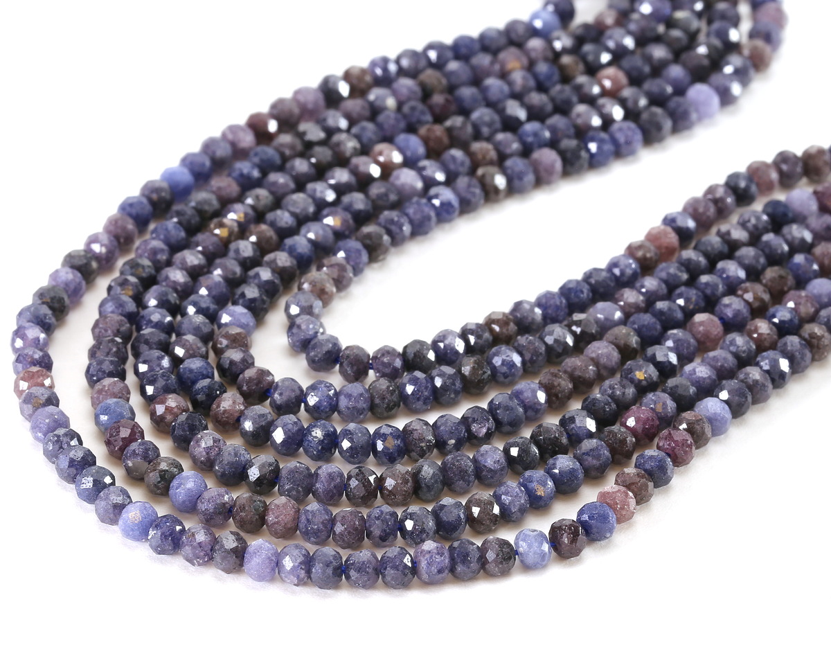 Sapphire (A) Ombré Microfaceted Rondelle 3x4mm