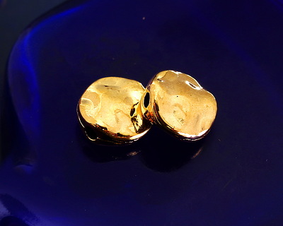 Antique Gold Finish Hammered Coin 10mm