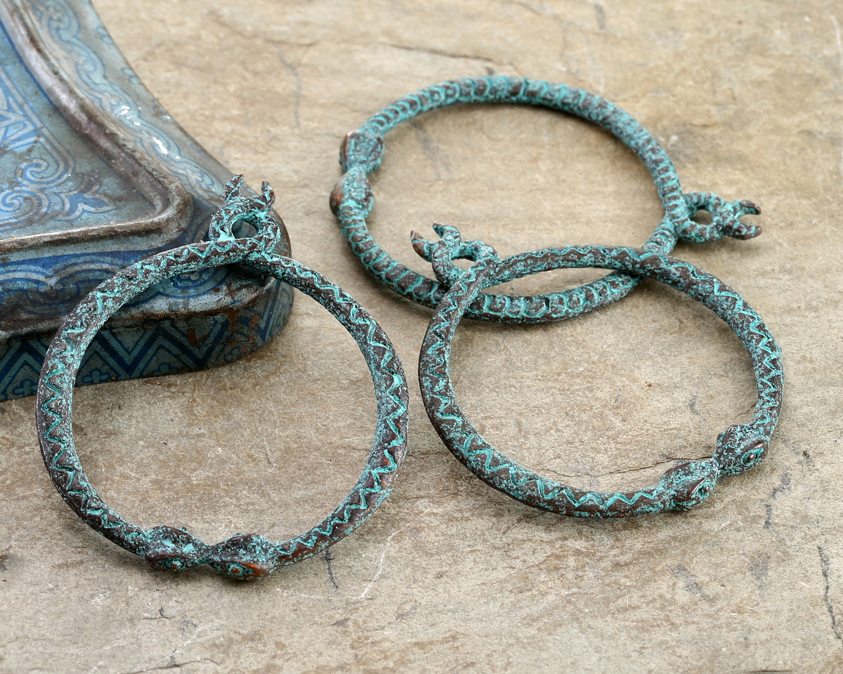 Mykonos Copper (plated) Patina Serpent Ring Focal 50x58mm