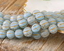 Matte Ice Blue w/ Gold Melon Round 8mm