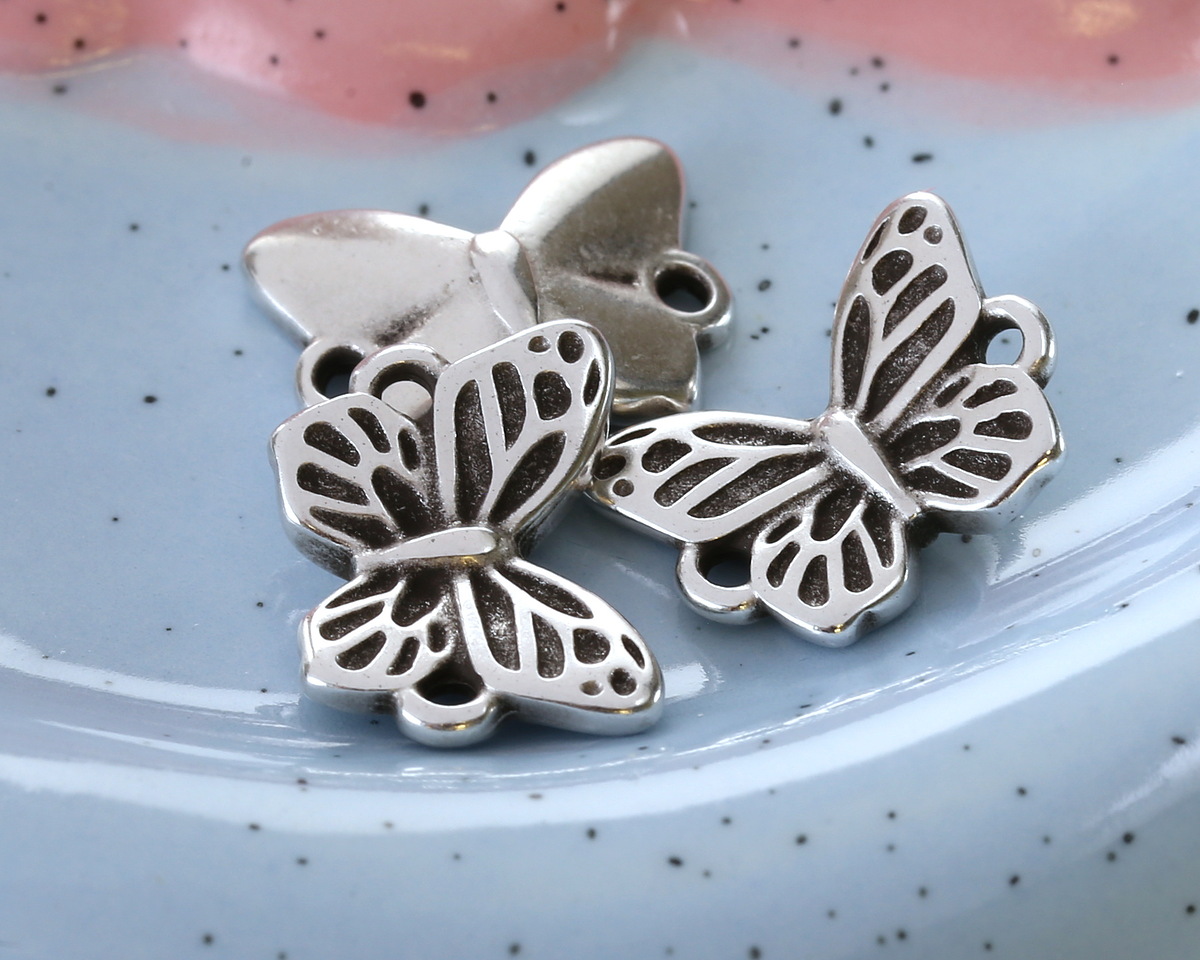 Antique Silver (plated) Butterfly Focal Link 14.5x11mm