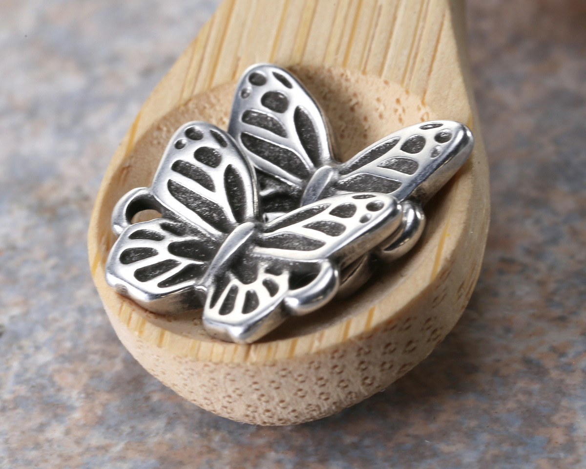 Antique Silver (plated) Butterfly Focal Link 14.5x11mm