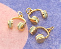 Sweet Mint Enamel w/ Gold Finish Headphones Charm 14x16mm