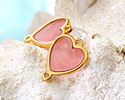 24K Gold (Plated) Transparent Rose Resin Heart Focal Link 16x18mm