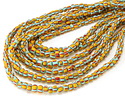 Java Glass Turquoise & Yellow w/ Red Stripes Graduated Gooseberry Beads 3-6x4-6mm