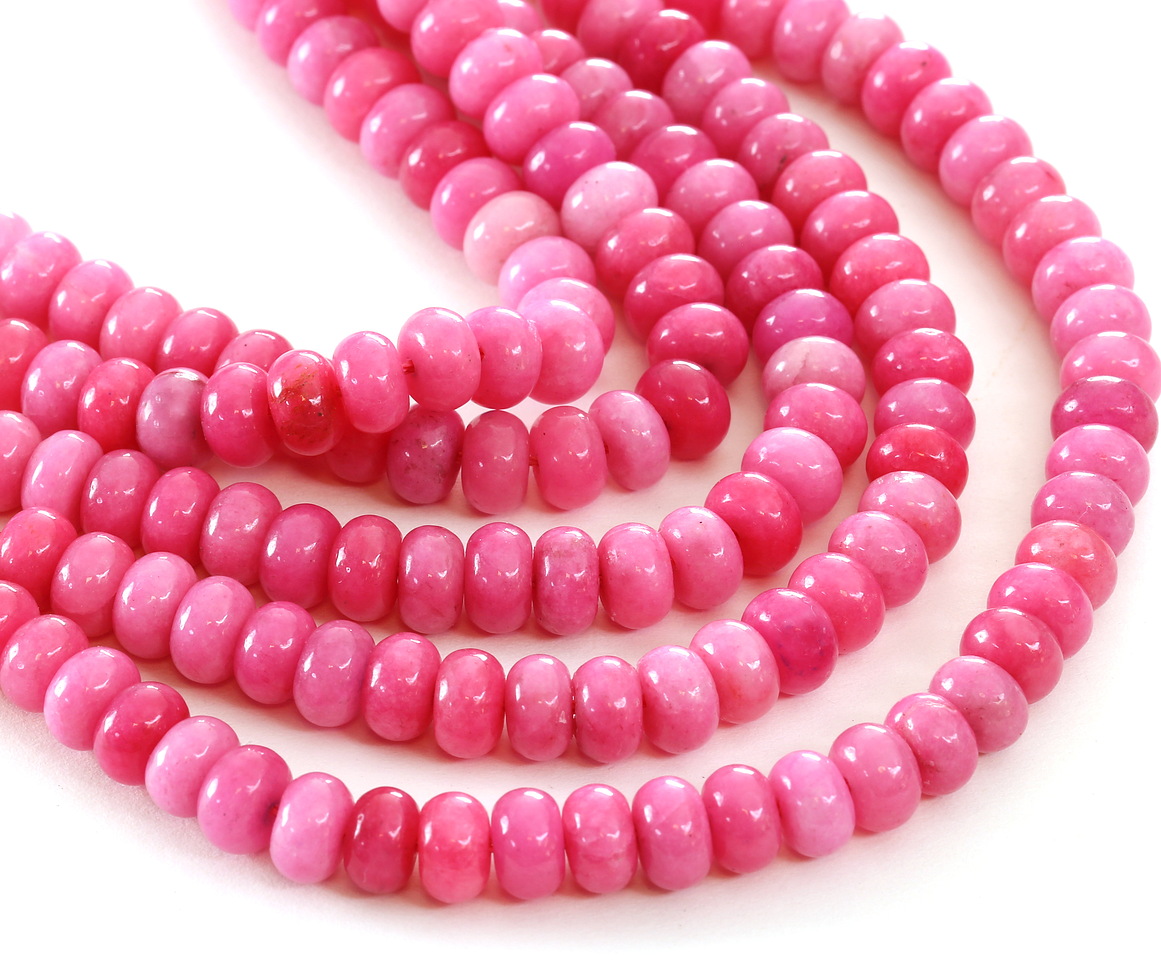Hot Pink Agate Rondelle 5x8mm