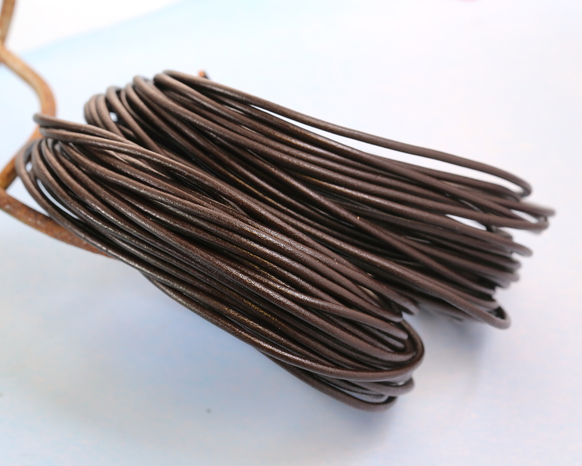 Dark Brown Round Greek Leather Cord 1.5mm, 16 feet