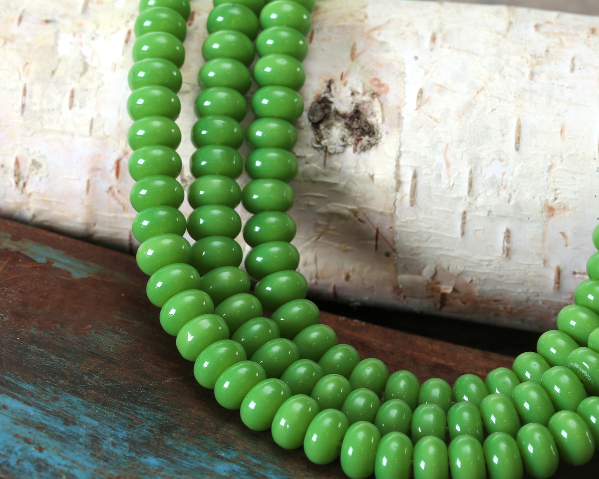 Apple Green Glass Rondelle 5x8mm