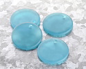 Capri Blue Beach-Style Glass Flat Coin Pendant 25mm