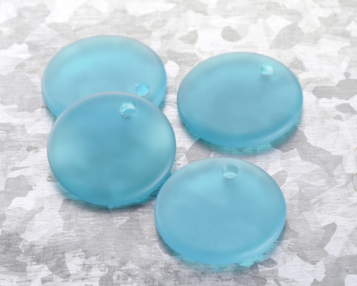 Capri Blue Beach-Style Glass Flat Coin Pendant 25mm