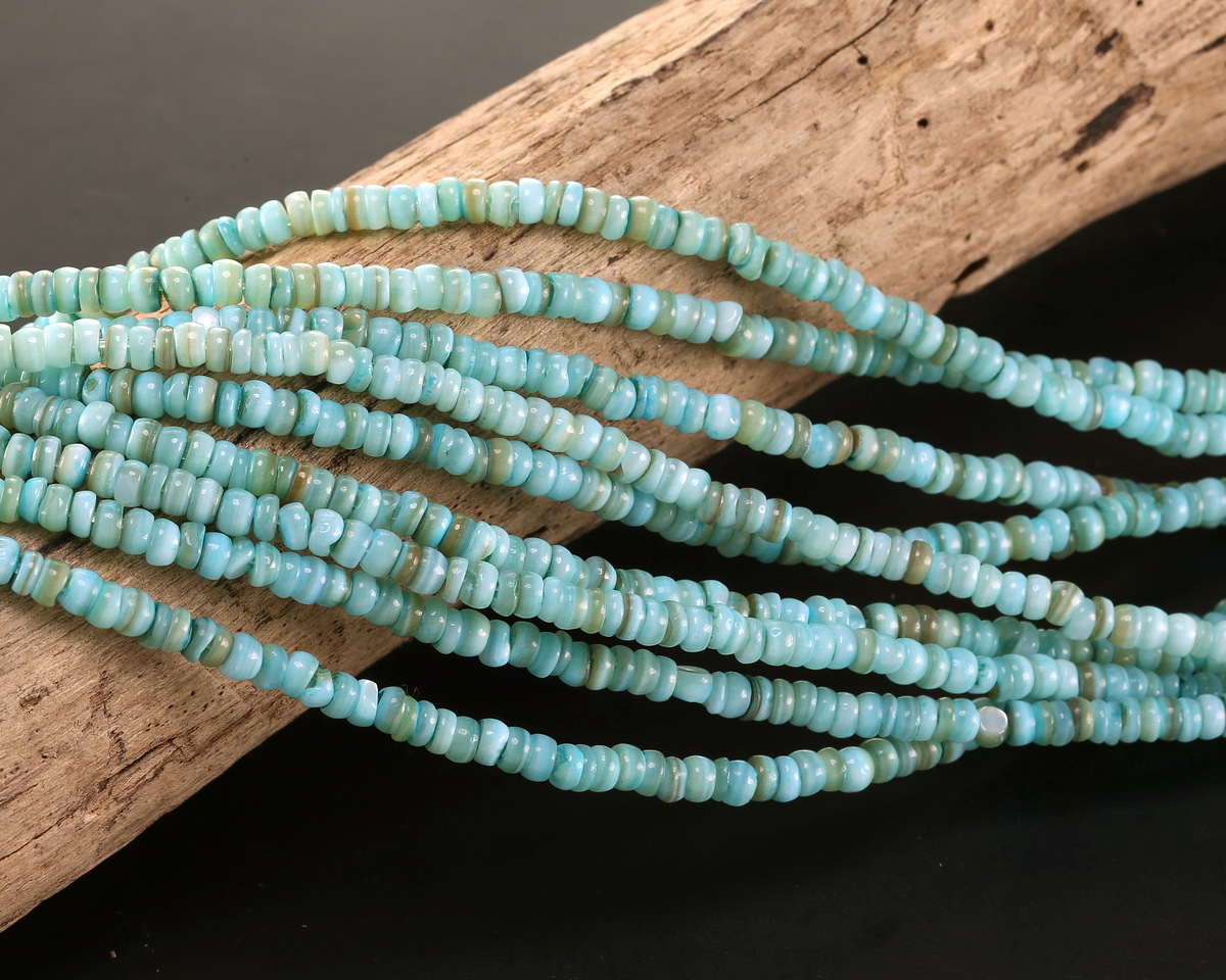 Turquoise Mussel Shell Heishi 1-2x3.5-4mm