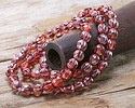 Czech Glass Rosaline w/ Copper & Metallic Pink Faceted Melon 6mm