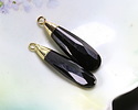 Black Obsidian Faceted Puff Teardrop Focal w/ Gold Finish 9x28mm