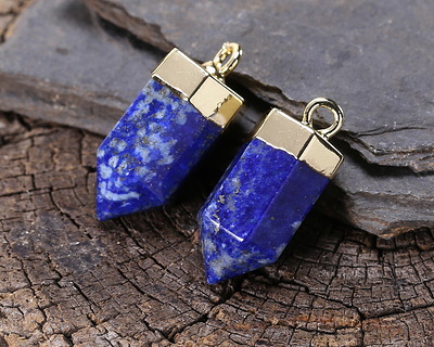Lapis (Natural) Point w/ Gold Finish 8x16mm