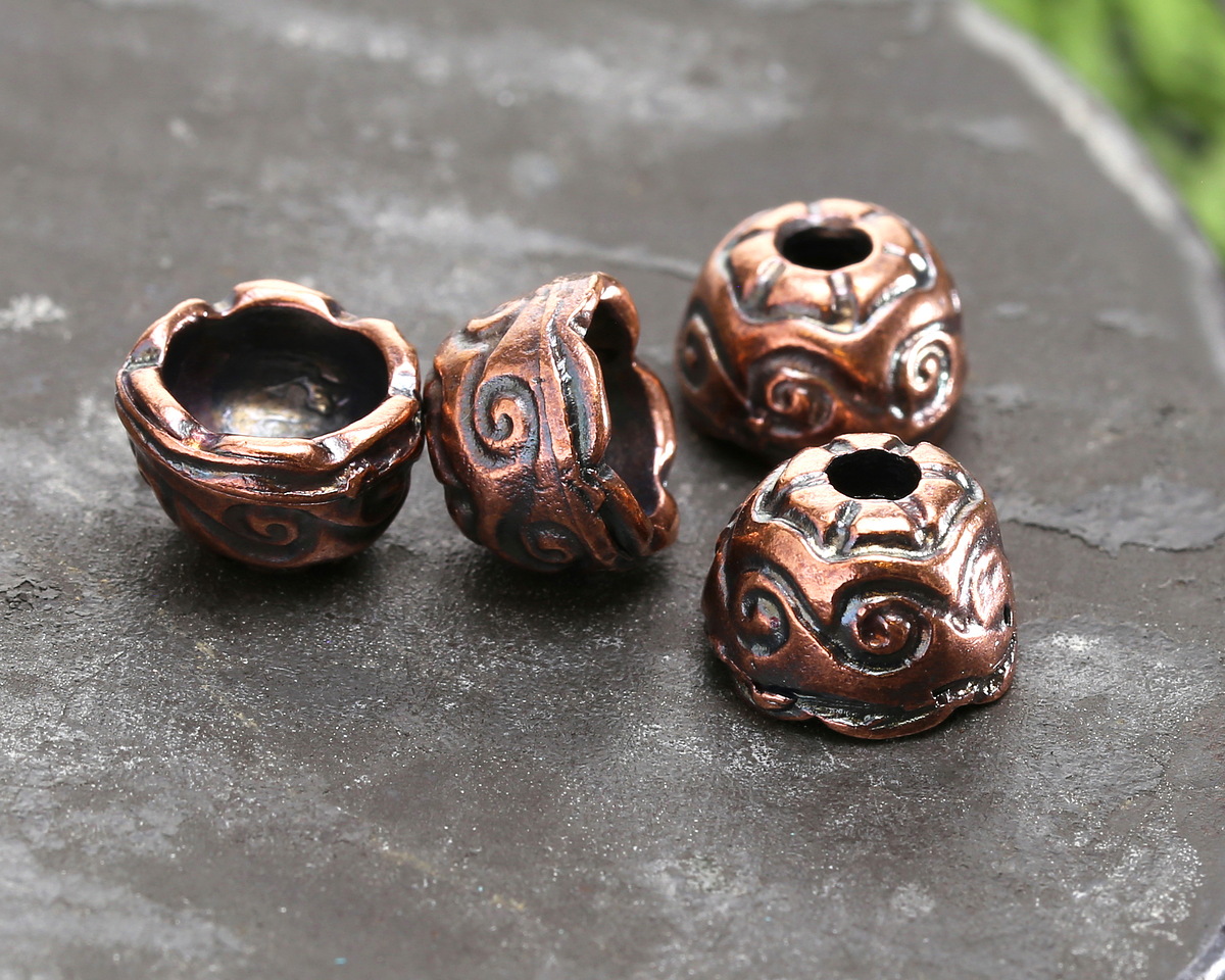 Mykonos Antique Copper (plated) Swirly Bead Cap 11mm