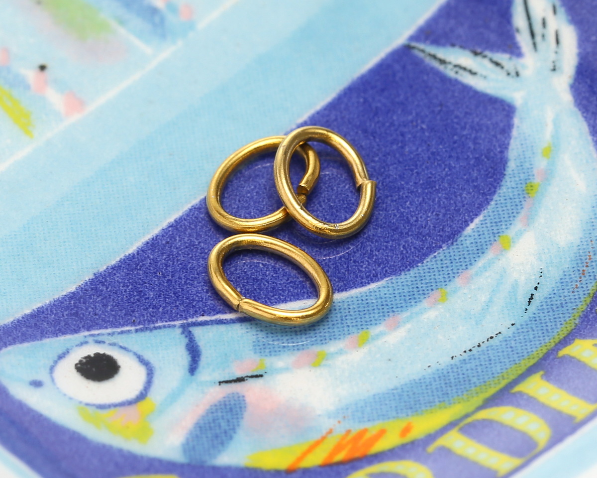 Waterproof 18K Gold PVD Plated Stainless Steel Oval Jump Ring 5x7mm, 20 gauge