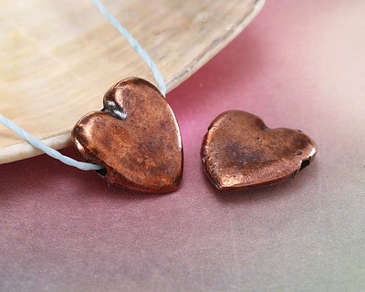 Mykonos Antique Copper (plated) Heart Focal Bead 19mm