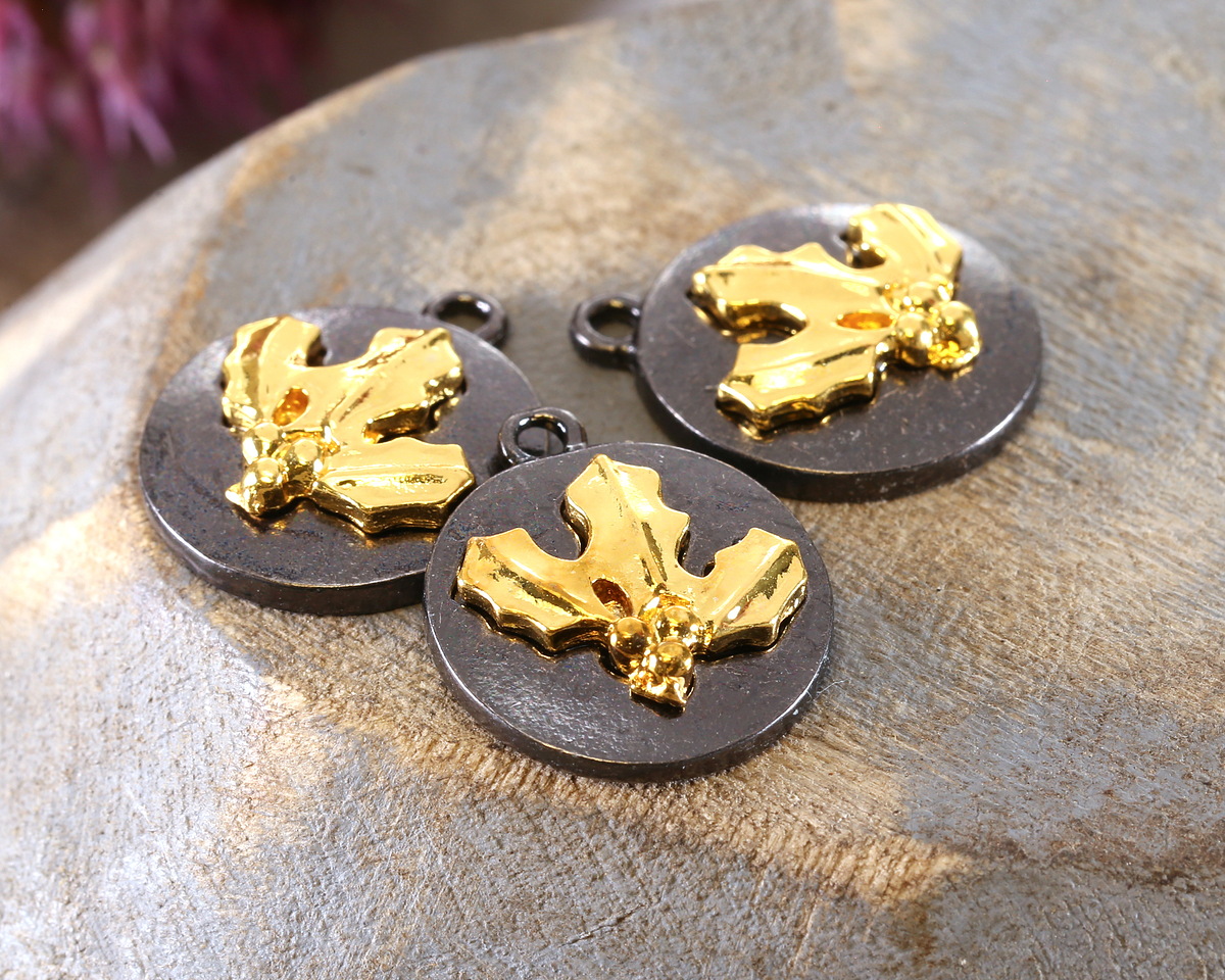 Holly Two-Toned Gunmetal & Gold Finish Round Focal 17.5x20.5mm