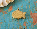 24K Gold (plated) Turquoise Pearl Enamel Fish Pendant 15mm