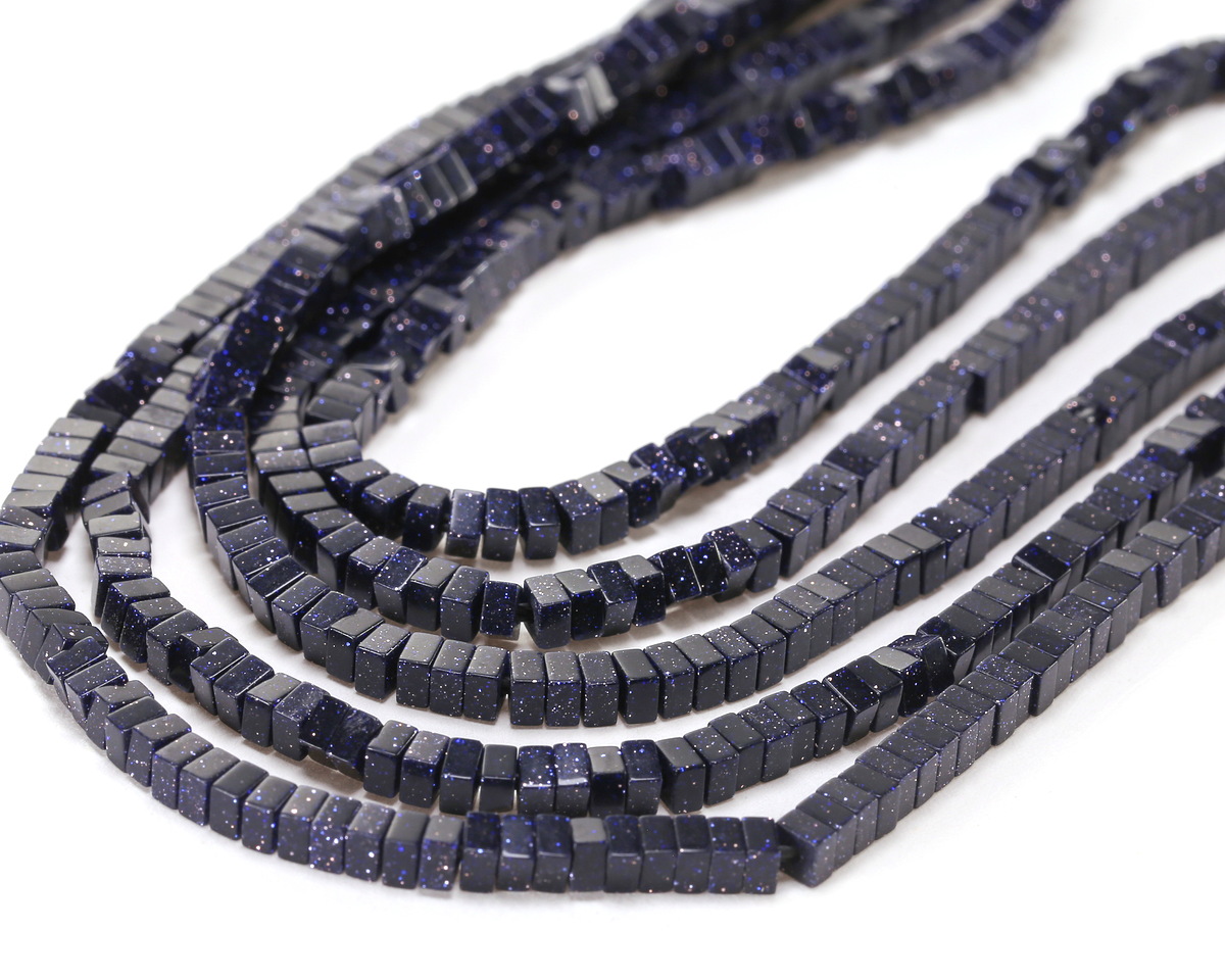 Blue Goldstone Squaredelle 2x3mm