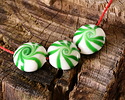 Spearmint Candy Lampwork Glass Focal Bead 15-16mm