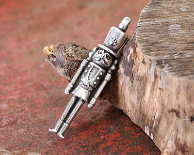 Antique Silver (plated) Nutcracker Pendant 11x45mm