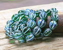 Czech Glass Emerald AB w/ Metallic Turquoise Faceted Melon Round 10mm